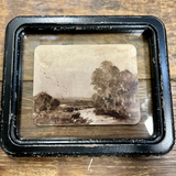 Wood Framed Floating Antique Landscape Picture