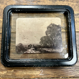 Wood Framed Floating Antique Landscape Picture