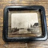 Wood Framed Floating Antique Landscape Picture