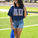 AU Checkered Navy Tee