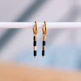 Gold and Black Tube Hoop Earrings