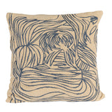 Square Cotton Blend Pillow w/ Embroidered Lines