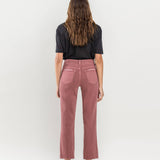 High Rise Crop Straight Jeans | Wine