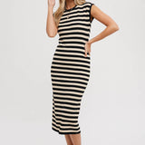 Striped Contrast Tank Midi Dress