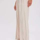 PINTUCK WIDE LEG PANTS || BEIGE