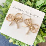 Dainty Pearl Bow Earrings