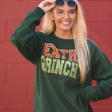 Extra Grinchy Faux Patch Sweatshirt: Hunter Green