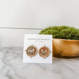 Georgia UGA Bulldog Vintage Gold Signet Coin Earrings 