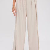 PINTUCK WIDE LEG PANTS || BEIGE