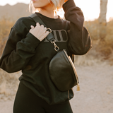 Leather Fanny Pack Crossbody Bag | Black