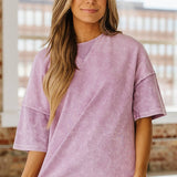 Macy Exposed Seam Oversized Tee | Orchid Petal