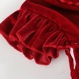 Red Velour Ruffle Dress