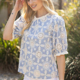 Embroidered Cotton Fringe Detailed Summer Top