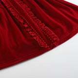 Red Velour Ruffle Dress