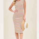 Striped Contrast Tank Midi Dress