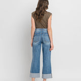 Super High Rise Double Cuffed Baggy Wide Jeans