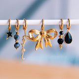 Gold and Black Tube Hoop Earrings