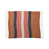 Brushed Acrylic & New Zealand Wool Throw w/ Stripes & Fringe