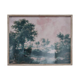 Wood Framed Glass Wall Decor w/Landscape