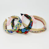 French Floral Embroidered Headband: Apricot