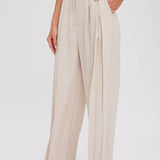 PINTUCK WIDE LEG PANTS || BEIGE