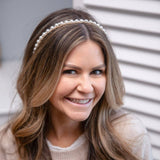 Thin Embellished Headband - White Pearl