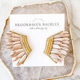 Rose Gold Sequin Wing Beaded Earrings