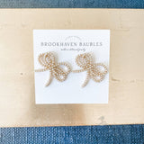 Dainty Pearl Bow Earrings