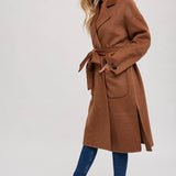 Handmade Belted Longline Coat | Camel