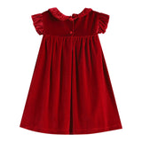 Red Velour Ruffle Dress