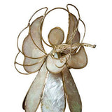 4.25" Small Capiz Angel w/Violin Ornament (Nat/Gold)