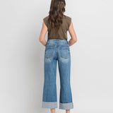 Super High Rise Double Cuffed Baggy Wide Jeans