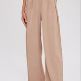 PINTUCK WIDE LEG PANTS || BEIGE