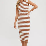 Striped Contrast Tank Midi Dress