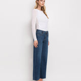 Dark Wash Mid Rise Wide Leg Jeans