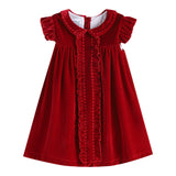 Red Velour Ruffle Dress