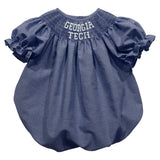 Georgia Tech Yellow Jackets Smocked Short Sleeve Girl Bubble