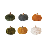 Cotton Blend Pumpkin w Wood Stem | Assorted Colors