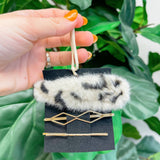 Fuzzy Leopard Hair Clip Set