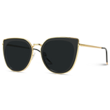 Shay Oversized Metal Frame Revo Cat Eye Sunglasses | Gold/Black