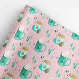 Cozy Drinks Christmas Gift Wrap Roll