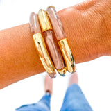 Fall & Gold Acrylic Tube Bamboo Bracelets