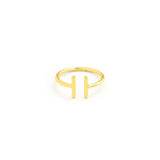 Simple Double Bar Adjustable Ring Gold