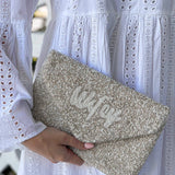 'Wifey' Beaded Crossbody/Clutch - Silver