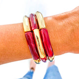 Fall & Gold Acrylic Tube Bamboo Bracelets