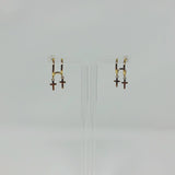 Cross Charm Double Hoop Earrings, Gold