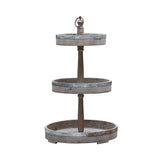 Decorative Wood & Metal 3-Tier Tray