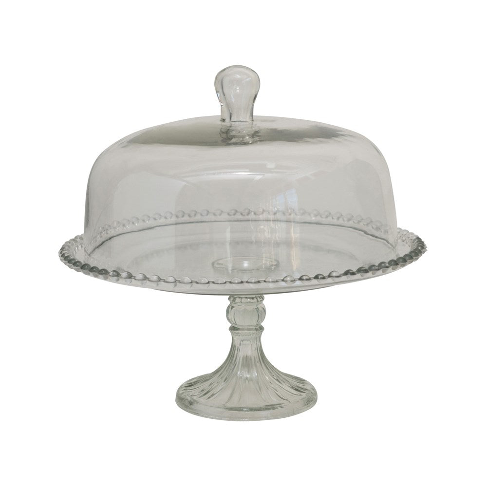 Barski Glass - Cake Stand - and - Dome - with - Gold Rim - India | Ubuy