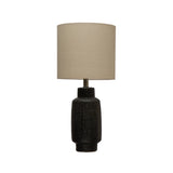 Terra-cotta Table Lamp with White Bouclé Fabric Shade