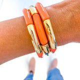 Fall & Gold Acrylic Tube Bamboo Bracelets